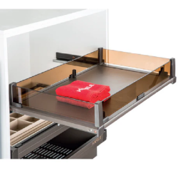 Rổ kéo bằng kính Hafele 807.95.173, KT 764 x 450 x 130, màu Chestnut