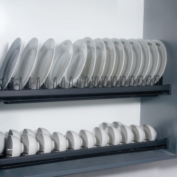 Giá bát đĩa cố định 2 tầng khung nhôm Nan Tròn BCD304 60/70/80/90 Inoxen