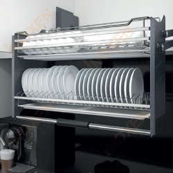 Giá bát đĩa nâng hạ 2 tầng nan dẹt và tròn BNH 304 70/80/90 Inoxen