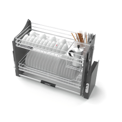 Rổ chén đĩa Hafele với thiết kế lưới tròn, kèm ống đựng đũa LENTO 504.76.142