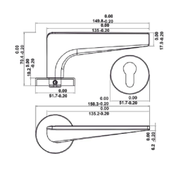 Bộ khóa tay nắm gạt DIY Hafele 499.63.619, Set C, màu đồng bóng, dành cho cửa chính