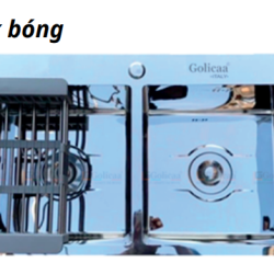 CHẬU RỬA CHÉN BÁT 2 HỘC ĐỀU HANDMADE GOLICAA GC-8245B SUS 304