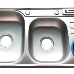 CHẬU RỬA CHÉN BÁT INOX 304 2 HỘC 1 CÁNH VẮT DAO + HỐ RÁC DẬP G5E-9245DRI GOLICAA