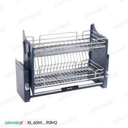 Giá bát đĩa nâng hạ 2 tầng nan Oval SUS304 Grandx Moonlight XL.60M/XL.70M/XL.80M/XL.90M