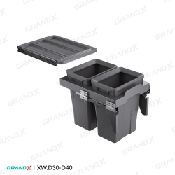 Thùng rác đôi cánh kéo âm tủ Grandx Waste Bin XW.D30/XW.D40